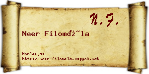 Neer Filoméla névjegykártya